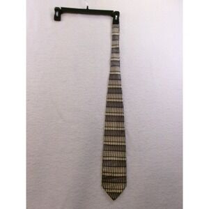 Umberto Bossi Mens OS‎ Necktie Grey Silver Geometric Grid Handmade Silk Italy